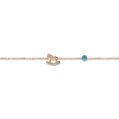 Babies bracelet K14 pink gold with horse and turquoise pb0354 BRACELETS Κοσμηματα - chrilia.gr