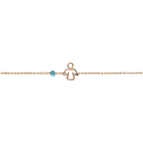 Babies bracelet K14 pink gold with angel and turquoise pb0357 BRACELETS Κοσμηματα - chrilia.gr