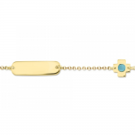 Babies identity bracelet K14 gold with cross and turquoise pb0216 BRACELETS Κοσμηματα - chrilia.gr