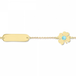 Babies identity bracelet K14 gold with four-leaf clover and turquoise pb0306 BRACELETS Κοσμηματα - chrilia.gr