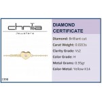 Heart bracelet, Κ14 gold with diamond 0.02ct, VS2, H, br2398 BRACELETS Κοσμηματα - chrilia.gr