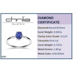 Solitaire ring 18K white gold with tanzanite 0.72ct and diamonds, VS1, H da3860 ENGAGEMENT RINGS Κοσμηματα - chrilia.gr