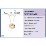 Monogram necklace A in round disk , Κ14 pink gold with diamond 0.02ct, VS2, H ko4381 NECKLACES Κοσμηματα - chrilia.gr