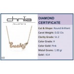 Lucky necklace, Κ14 pink gold with diamond 0.02ct, VS2, H pk0102 NECKLACES Κοσμηματα - chrilia.gr