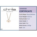 Crown necklace, Κ14 pink gold with diamond 0.02ct, VS2, H pk0190 NECKLACES Κοσμηματα - chrilia.gr