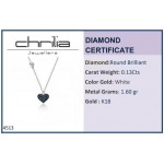 Heart necklace, Κ18 white gold with blue diamonds 0.13ct, ko4513 NECKLACES Κοσμηματα - chrilia.gr