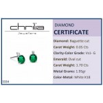Solitaire earrings 18K white gold with emeralds 1.45ct and diamonds VS1, G sk3334 EARRINGS Κοσμηματα - chrilia.gr