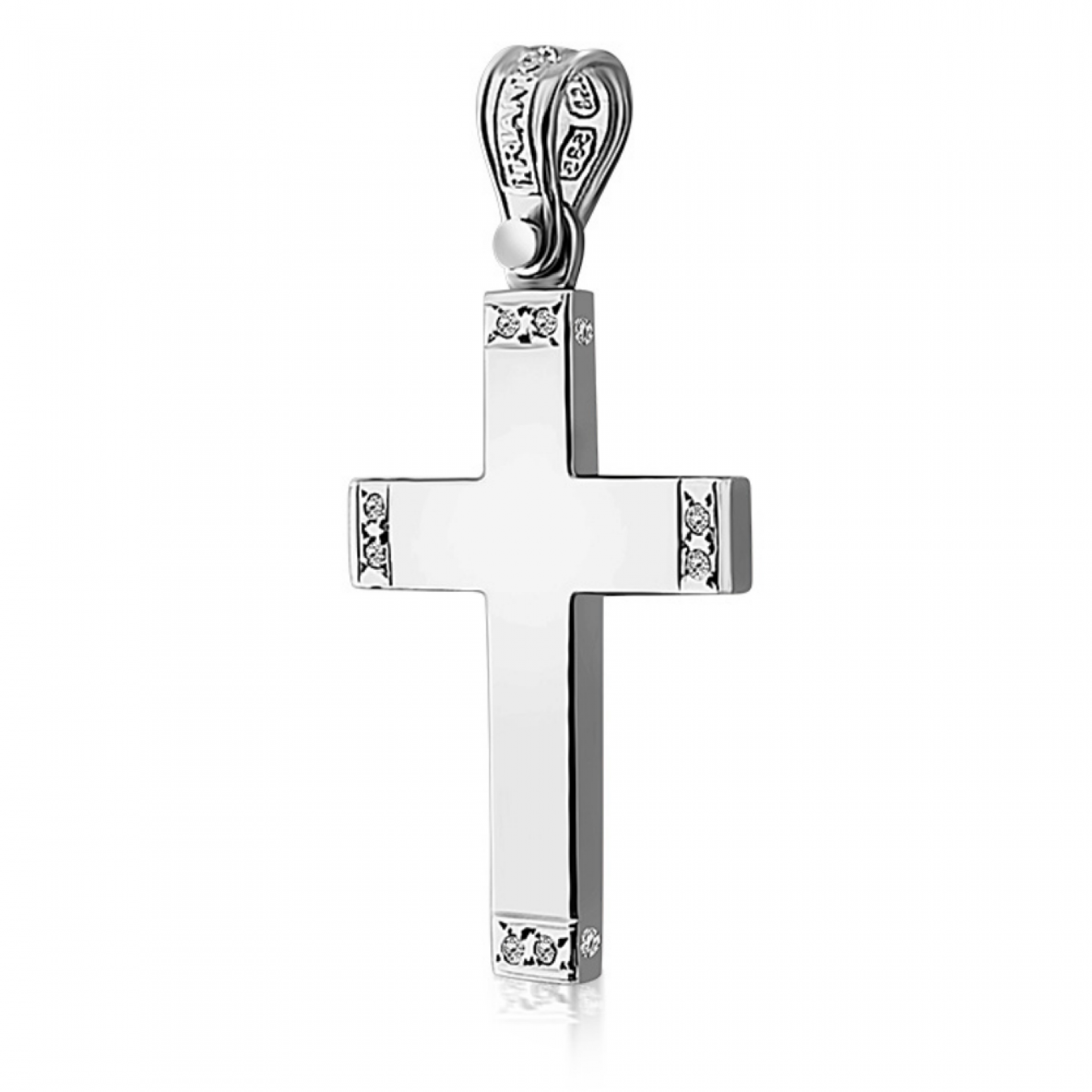 Baptism cross K14 white gold with zircon st3513 CROSSES Κοσμηματα - chrilia.gr