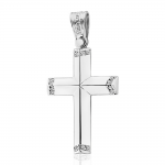 Baptism cross K14 white gold with zircon st3597 CROSSES Κοσμηματα - chrilia.gr