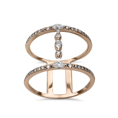 Multistone ring 18K pink gold with diamonds 0.41ct da2944 RINGS Κοσμηματα - chrilia.gr