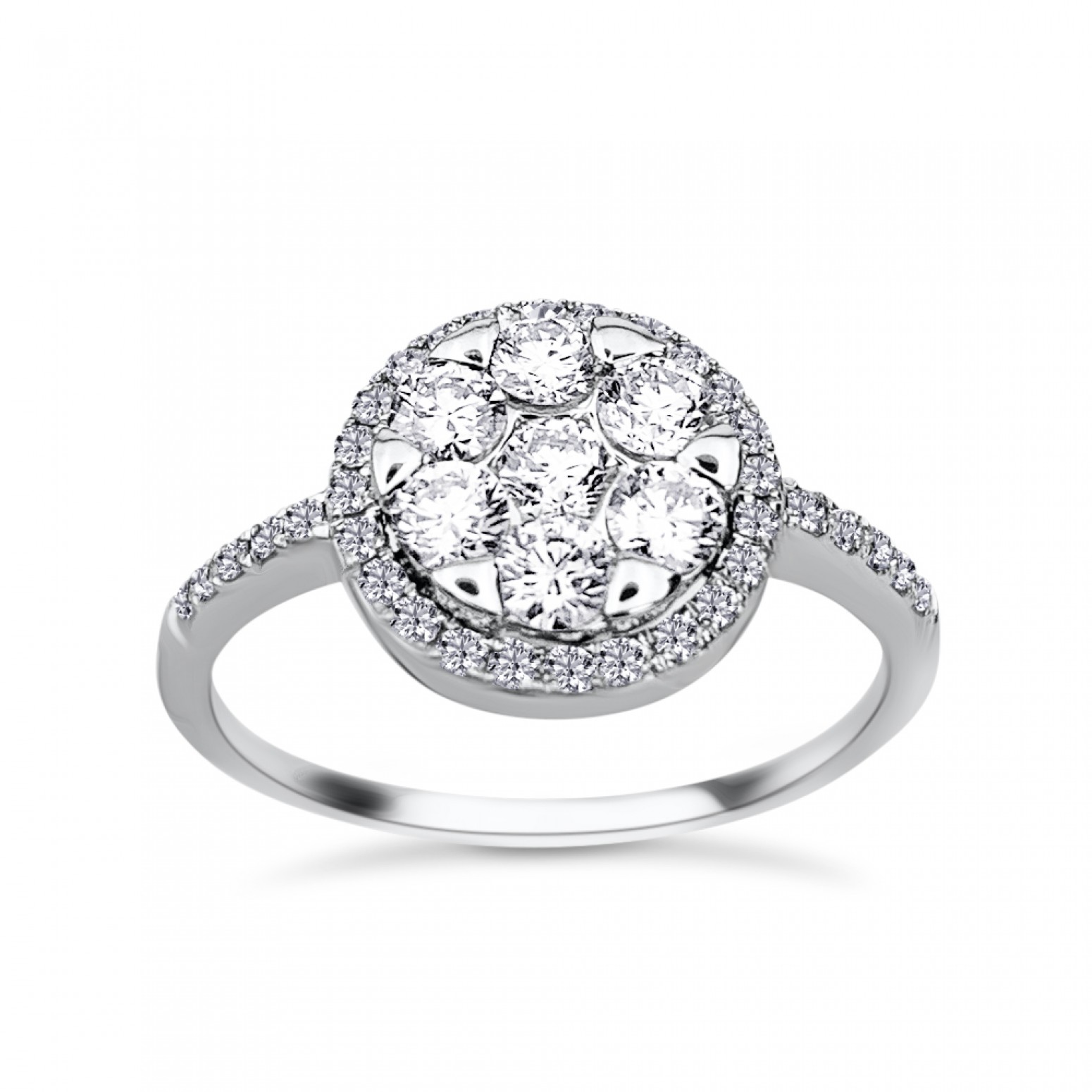 Multistone ring 18K white gold with diamonds 0.71ct, VS1, F from IGL da3289 ENGAGEMENT RINGS Κοσμηματα - chrilia.gr