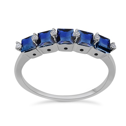 Half stone ring 18K white gold with sapphires 1.19ct and diamonds, VS1, F, da3433 ENGAGEMENT RINGS Κοσμηματα - chrilia.gr