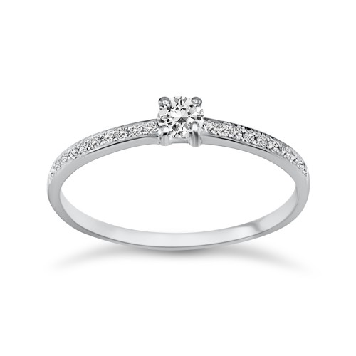 Solitaire ring 18K white gold with center diamond 0.11ct, SI1, F from IGL da3489 ENGAGEMENT RINGS Κοσμηματα - chrilia.gr