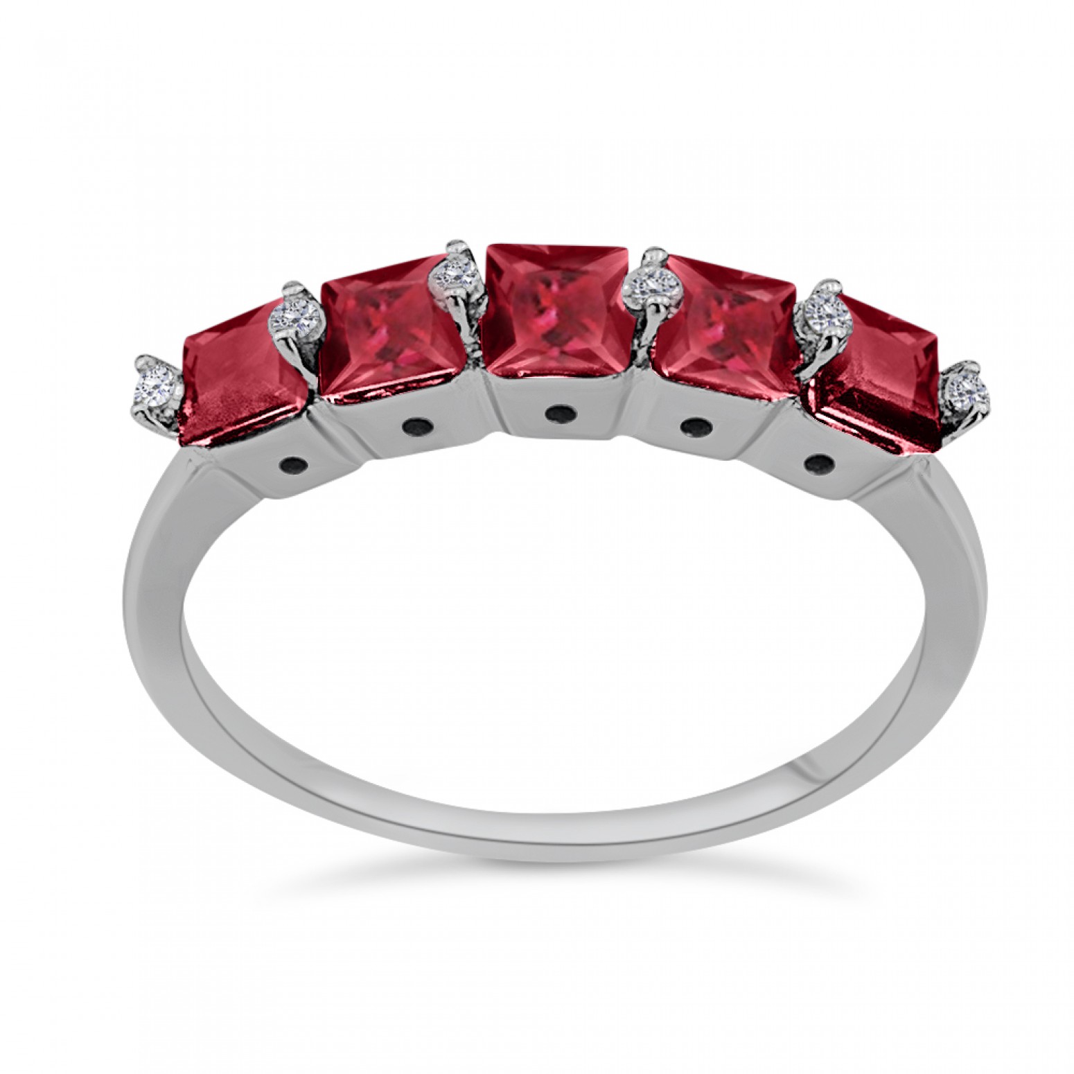 Half stone ring 18K white gold with rubies 1.19ct and diamonds, VS1, G da3494 ENGAGEMENT RINGS Κοσμηματα - chrilia.gr