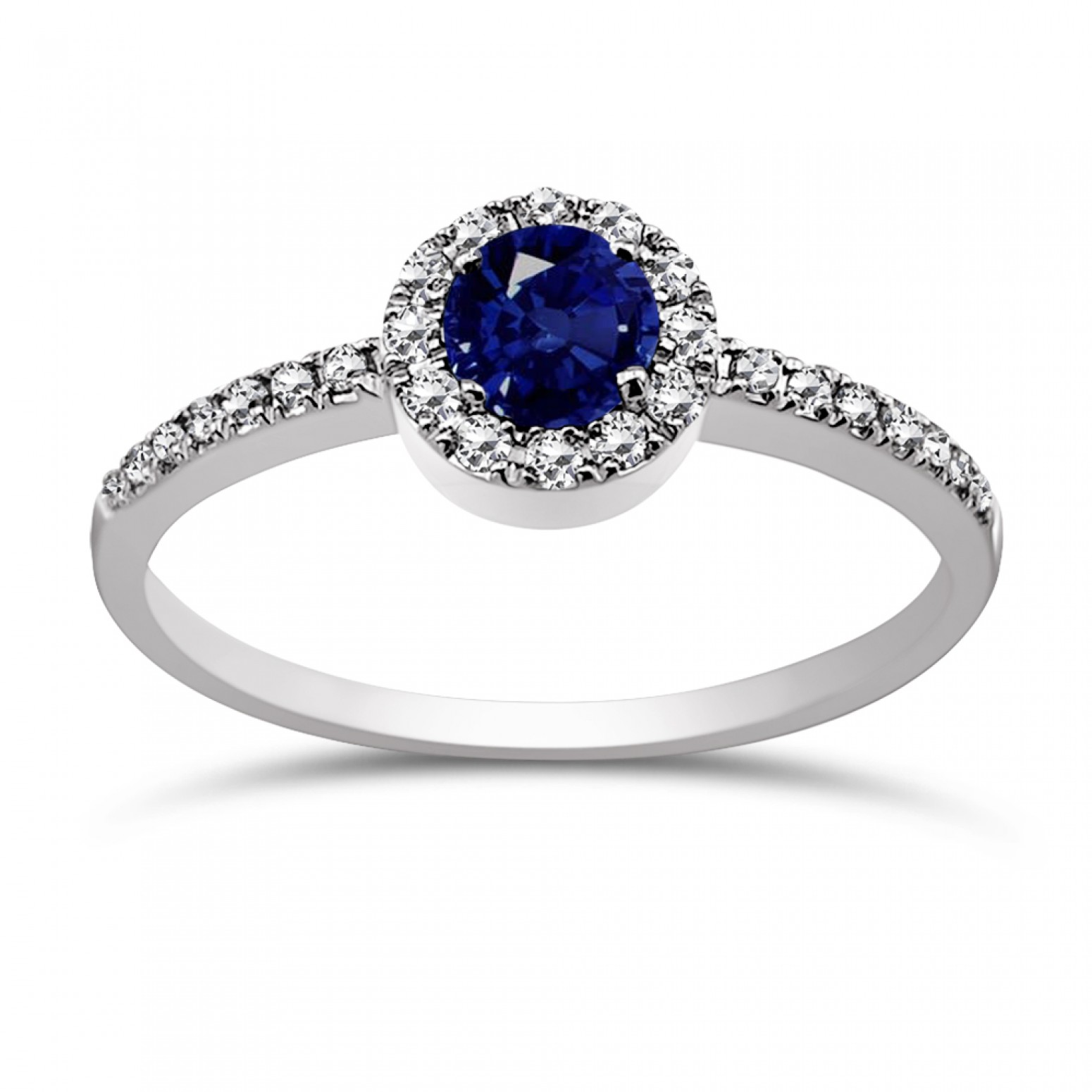 Solitaire ring 18K white gold with sapphire 0.41ct and diamonds, VS1, G da3541 ENGAGEMENT RINGS Κοσμηματα - chrilia.gr