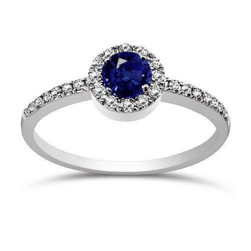 Solitaire ring 18K white gold with sapphire 0.41ct and diamonds, VS1, G da3541 ENGAGEMENT RINGS Κοσμηματα - chrilia.gr