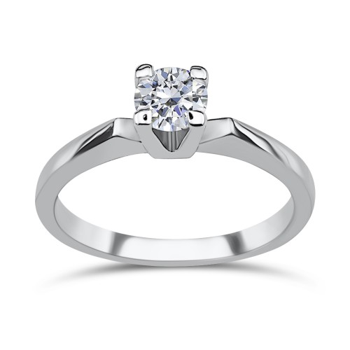 Solitaire ring 14K white gold with zircon, da3663 ENGAGEMENT RINGS Κοσμηματα - chrilia.gr