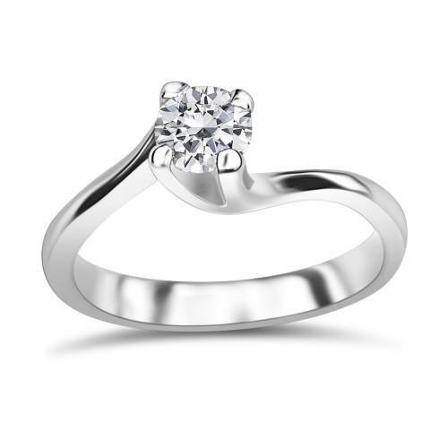 Solitaire ring 14K white gold with zircon, da3667 ENGAGEMENT RINGS Κοσμηματα - chrilia.gr