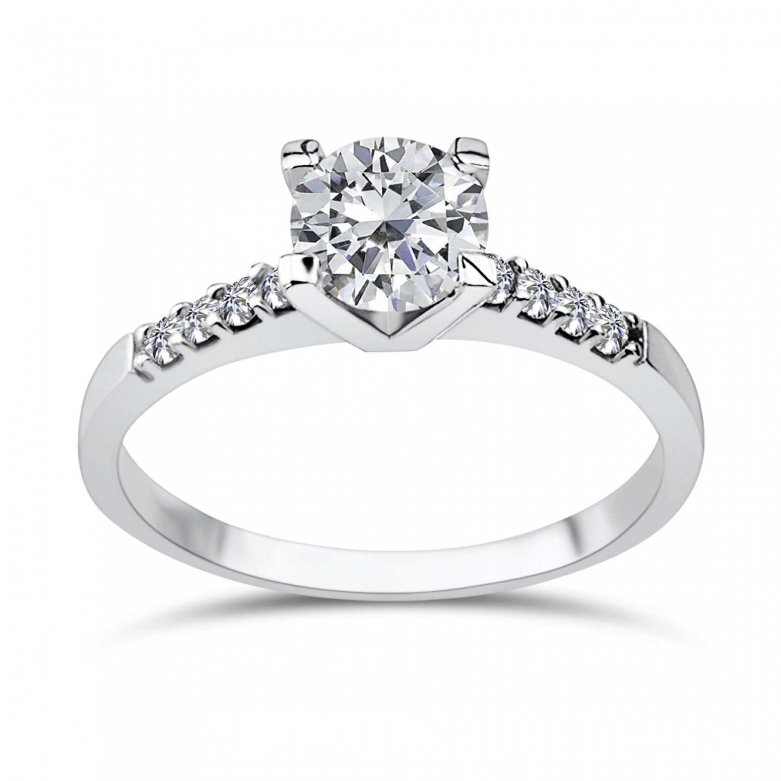 Solitaire ring 14K white gold with zircon, da3671 ENGAGEMENT RINGS Κοσμηματα - chrilia.gr