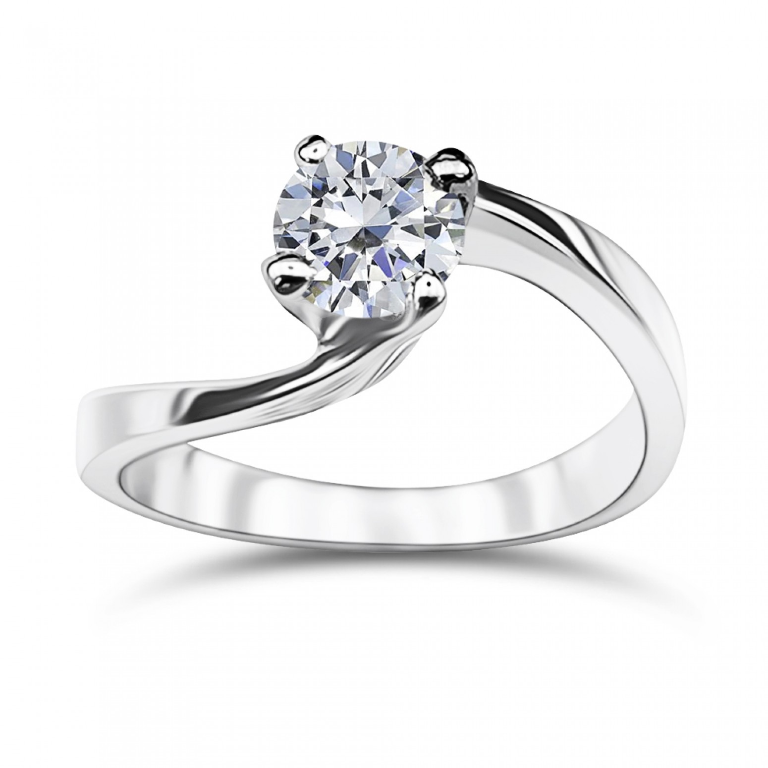 Solitaire ring 14K white gold with zircon, da3672 ENGAGEMENT RINGS Κοσμηματα - chrilia.gr