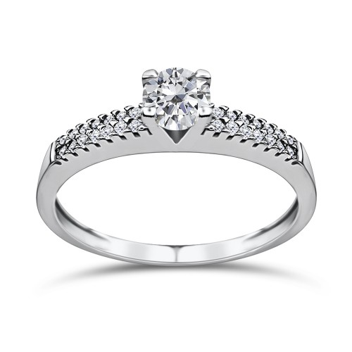 Solitaire ring 14K white gold with zircon, da3673 ENGAGEMENT RINGS Κοσμηματα - chrilia.gr