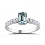 Solitaire ring 18K white gold with aquamarine 0.46ct and diamonds  VVS1, F da3681 ENGAGEMENT RINGS Κοσμηματα - chrilia.gr