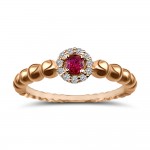 Solitaire ring 18K pink gold with ruby 0.10ct and diamonds VS1, G da3684 ENGAGEMENT RINGS Κοσμηματα - chrilia.gr