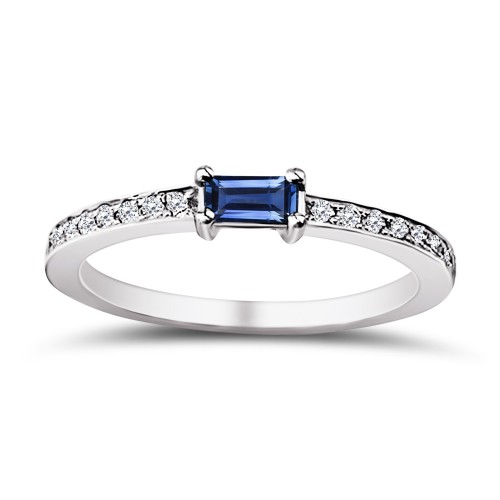 Solitaire ring 18K white gold with sapphire 0.24ct and diamonds  VS1, G da3688 ENGAGEMENT RINGS Κοσμηματα - chrilia.gr