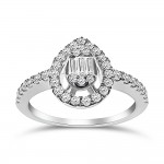 Multistone ring 18K white gold with diamonds 0.38ct , VVS1 , F da4081 ENGAGEMENT RINGS Κοσμηματα - chrilia.gr