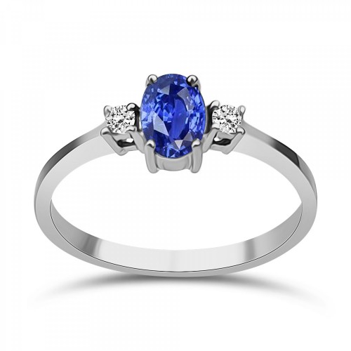 Solitaire ring 18K white gold with tanzanite 0.53ct and diamonds 0.04ct, VS1, G, da4051 ENGAGEMENT RINGS Κοσμηματα - chrilia.gr