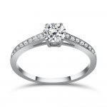 Solitaire ring 18K white gold with center diamond 0.41ct, VS2, H from GIA da4269 ENGAGEMENT RINGS Κοσμηματα - chrilia.gr