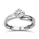 Solitaire ring 14K white gold with zircon, da3803 ENGAGEMENT RINGS Κοσμηματα - chrilia.gr