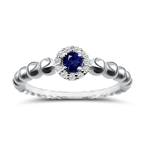 Solitaire ring 18K white gold with sapphire 0.04ct and diamonds, VS1, G da3818 ENGAGEMENT RINGS Κοσμηματα - chrilia.gr