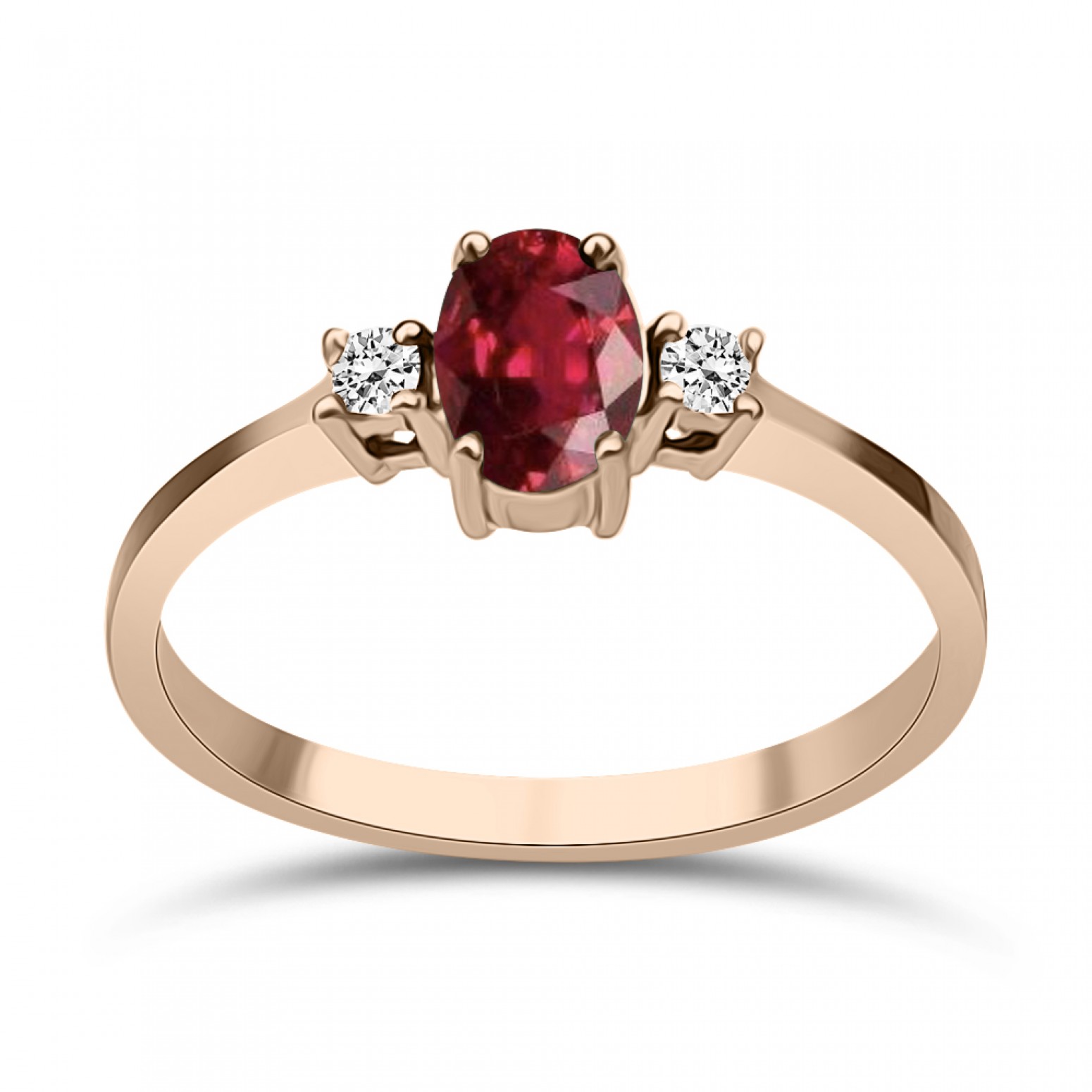 Solitaire ring 18K pink gold with ruby 0.61ct and diamonds 0.04ct, VS1, G da3896 ENGAGEMENT RINGS Κοσμηματα - chrilia.gr