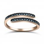 Multistone ring K14 pink gold with blue zircon, da3838 RINGS Κοσμηματα - chrilia.gr