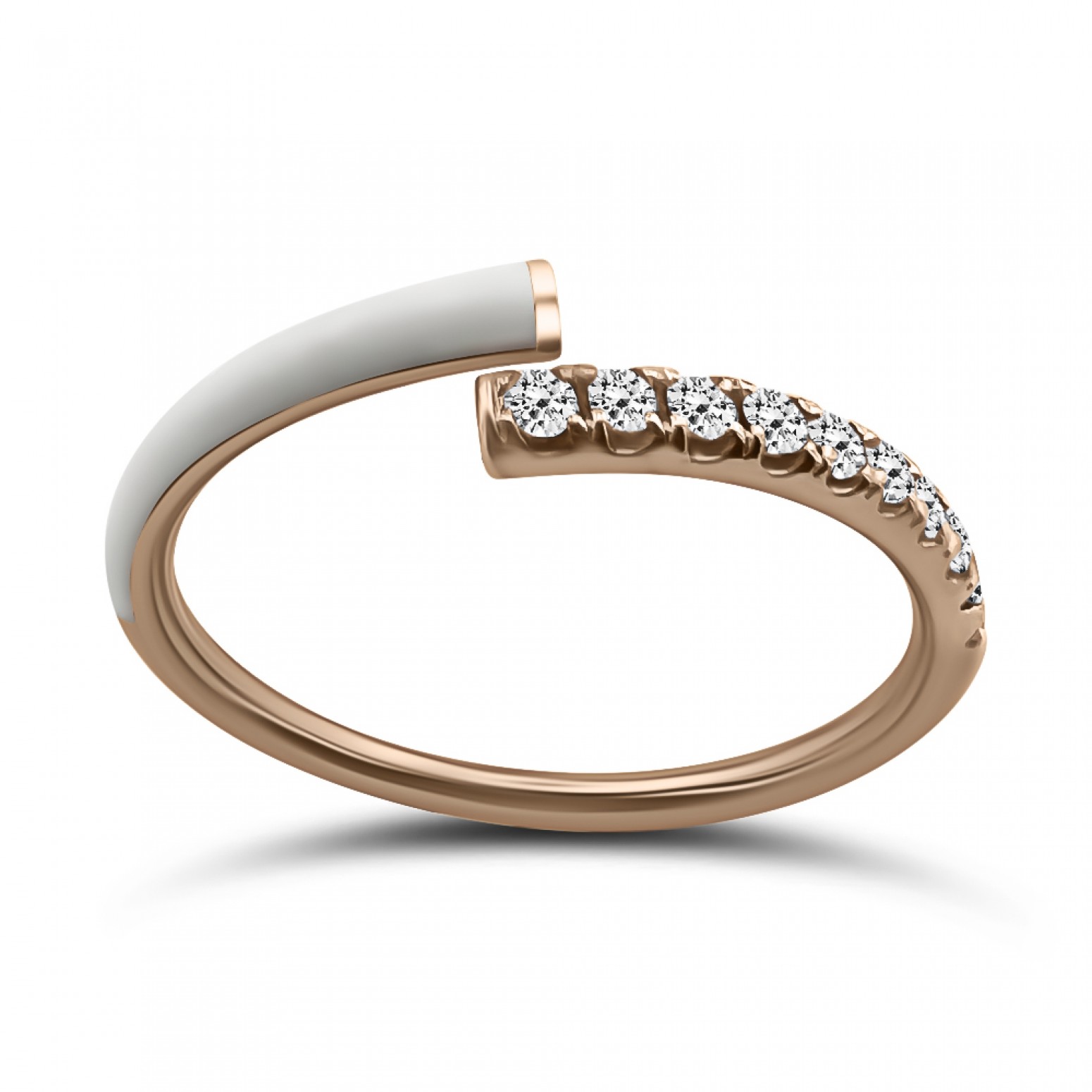 Multistone ring 18K pink gold with enamel and diamonds 0.14ct, VS1, H, da4120 RINGS Κοσμηματα - chrilia.gr