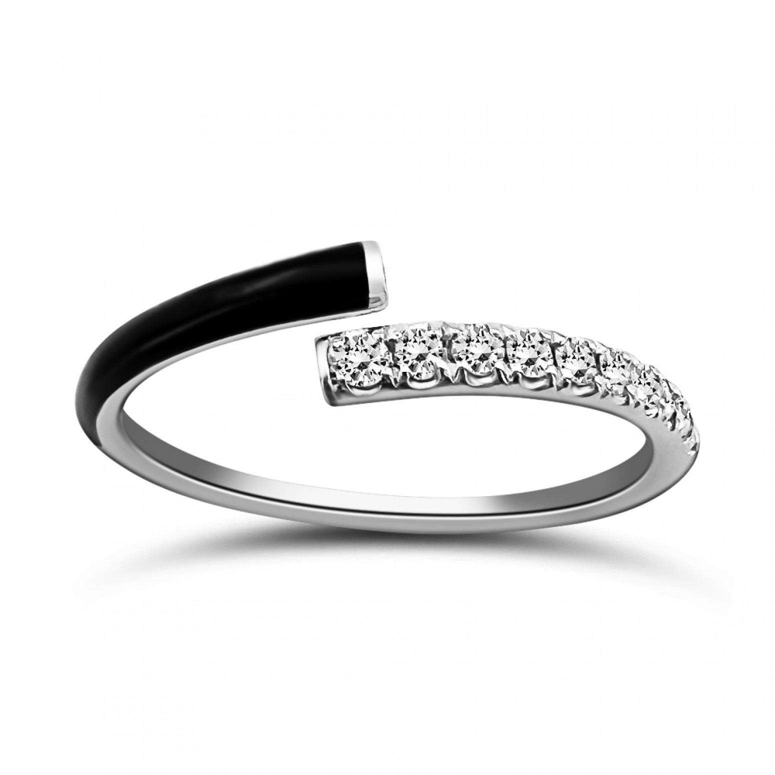 Multistone ring 18K white gold with enamel and diamonds 0.14ct, VS1, H, da4119 RINGS Κοσμηματα - chrilia.gr