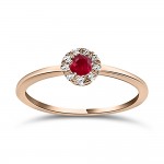 Solitaire ring 18K pink gold with ruby 0.15ct and diamonds SI1, H, da4093 ENGAGEMENT RINGS Κοσμηματα - chrilia.gr