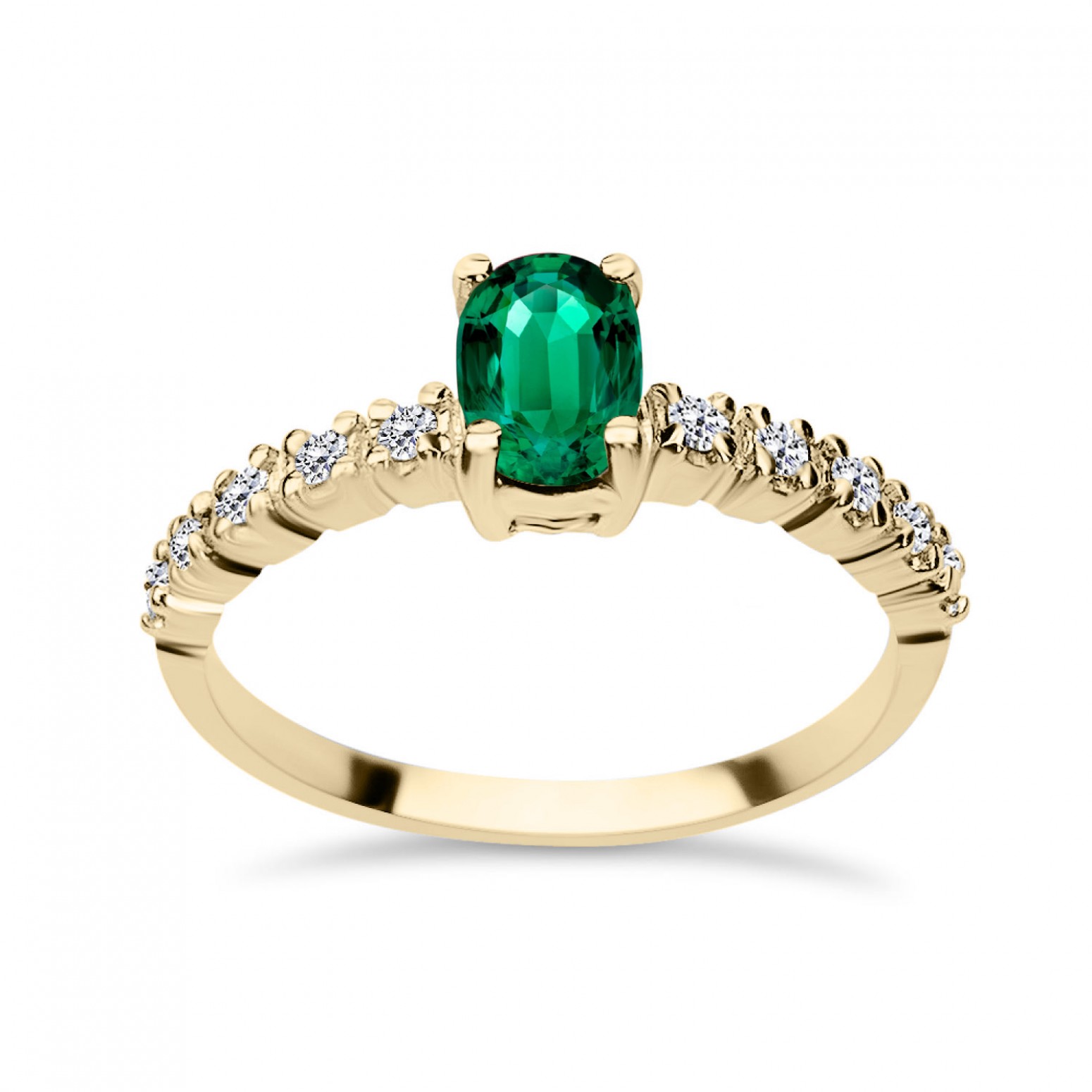 Solitaire ring 18K gold with emerald 0.65ct and diamonds VS1, Η da4015 ENGAGEMENT RINGS Κοσμηματα - chrilia.gr