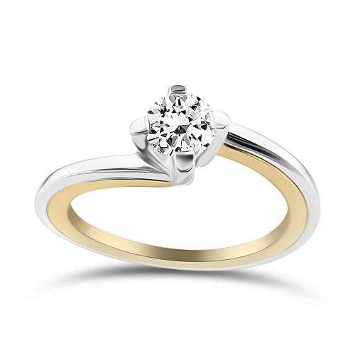 Solitaire ring 18K white and yellow gold with diamond 0.28ct, VVS2, G from IGL da3979 ENGAGEMENT RINGS Κοσμηματα - chrilia.gr