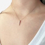 Pepper necklace, Κ14 pink gold with zircon, ko3755 NECKLACES Κοσμηματα - chrilia.gr