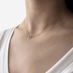 Round necklace, Κ14 pink gold with diamonds 0.02ct, VS2, H pk0143 NECKLACES Κοσμηματα - chrilia.gr