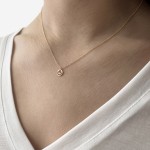 Round necklace, Κ14 pink gold with diamond 0.006ct, VS2, H ko4502 NECKLACES Κοσμηματα - chrilia.gr