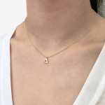 Monogram necklace Δ, Κ18 gold with diamonds 0.03ct, VS1, H and enamel, ko5449 NECKLACES Κοσμηματα - chrilia.gr