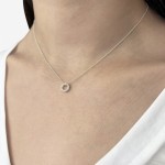 Round necklace, Κ9 white gold with zircon, ko4418 NECKLACES Κοσμηματα - chrilia.gr