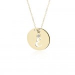 Monogram necklace Ε in round disk , Κ14 pink gold with diamond 0.02ct, VS2, H ko4631 NECKLACES Κοσμηματα - chrilia.gr