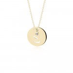 Monogram necklace Σ in round disk , Κ14 pink gold with diamond 0.02ct, VS2, H ko4634 NECKLACES Κοσμηματα - chrilia.gr