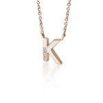 Monogram necklace Κ, Κ18 gold with diamonds 0.03ct, VS1, H and enamel, ko5451 NECKLACES Κοσμηματα - chrilia.gr