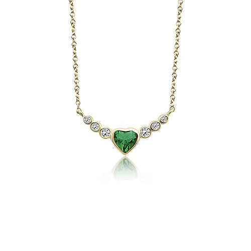 Heart necklace, Κ18 gold with emerald 0.26cts and diamonds 0.08ct, VS1, G, ko5460 NECKLACES Κοσμηματα - chrilia.gr