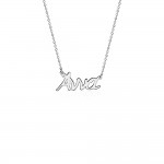 Name necklace Άννα, Κ14 pink gold with diamond 0.004ct, VS2, H ko5326 NECKLACES Κοσμηματα - chrilia.gr